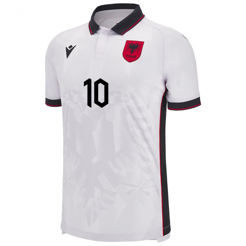 Homem Camisola Albânia Nedim Bajrami #10 Branco Alternativa 24-26 Camisa Brasil