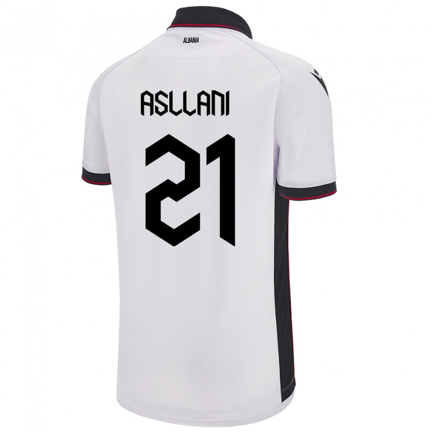 Homem Camisola Albânia Kristjan Asllani #21 Branco Alternativa 24-26 Camisa Brasil