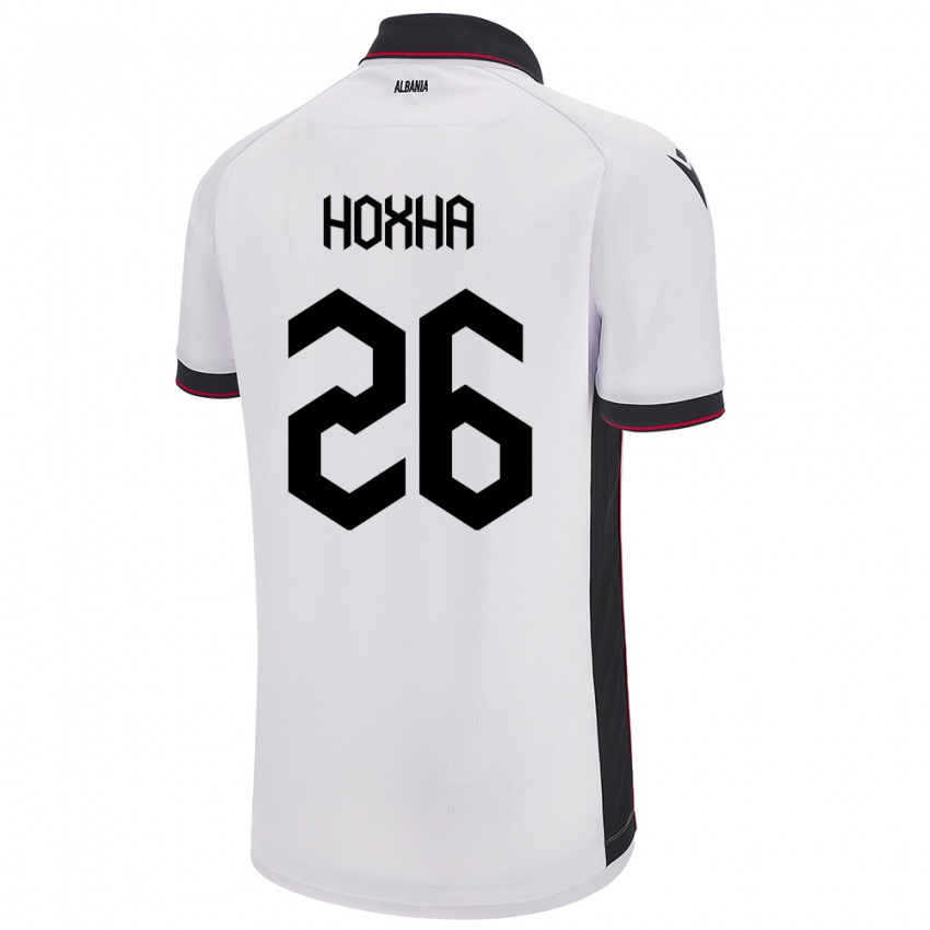 Homem Camisola Albânia Arbër Hoxha #26 Branco Alternativa 24-26 Camisa Brasil