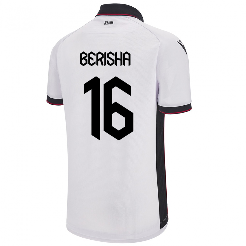 Homem Camisola Albânia Medon Berisha #16 Branco Alternativa 24-26 Camisa Brasil