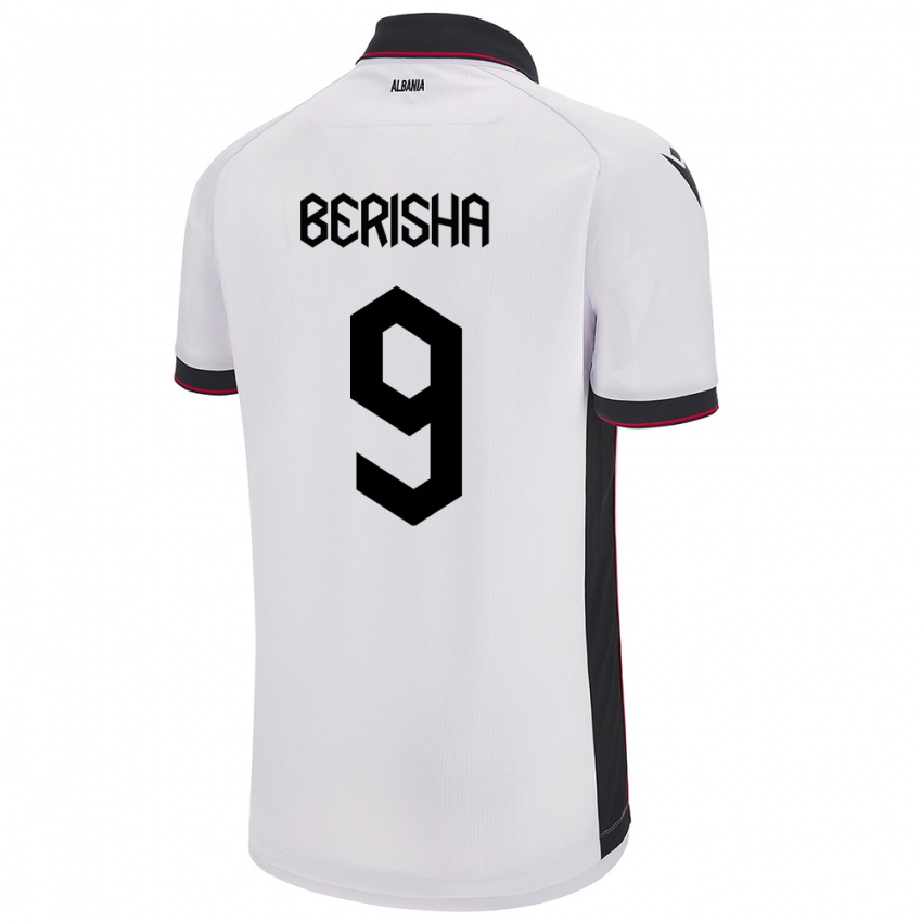 Homem Camisola Albânia Fortesa Berisha #9 Branco Alternativa 24-26 Camisa Brasil