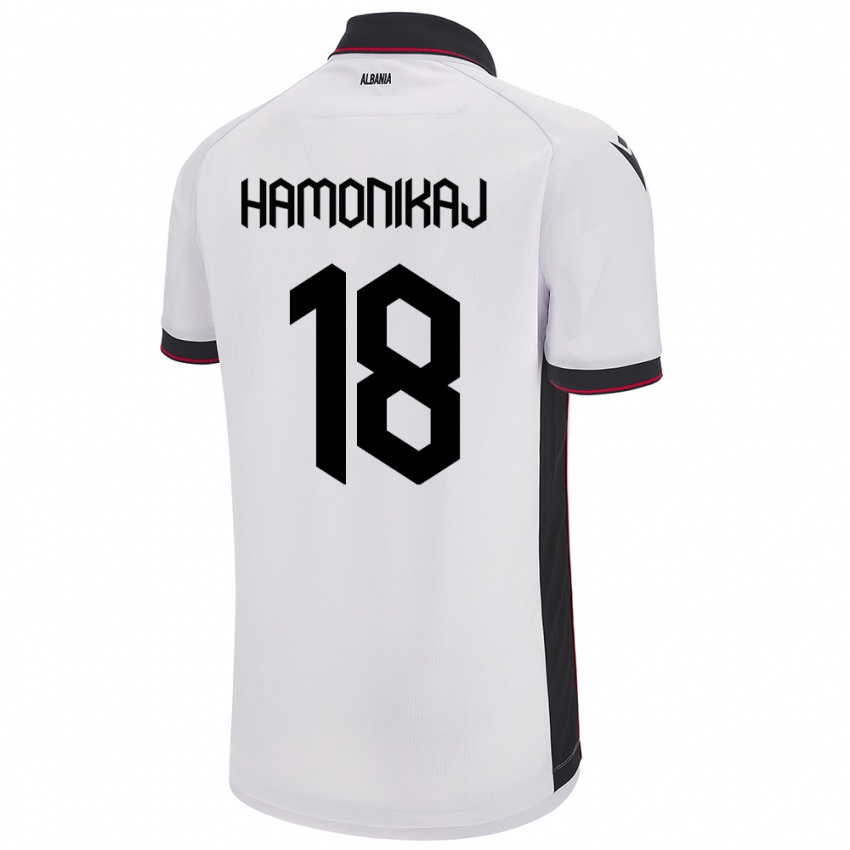 Homem Camisola Albânia Klea Hamonikaj #18 Branco Alternativa 24-26 Camisa Brasil