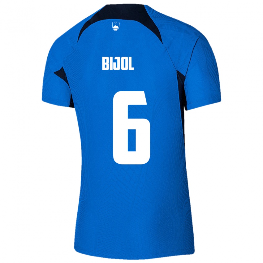 Homem Camisola Eslovênia Jaka Bijol #6 Azul Alternativa 24-26 Camisa Brasil