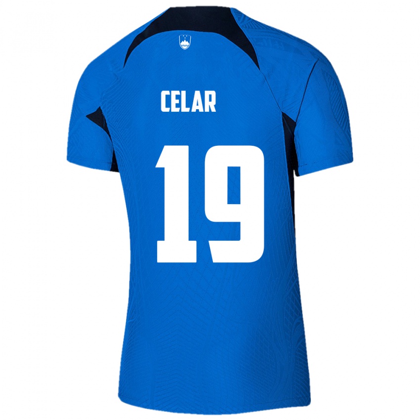 Homem Camisola Eslovênia Zan Celar #19 Azul Alternativa 24-26 Camisa Brasil