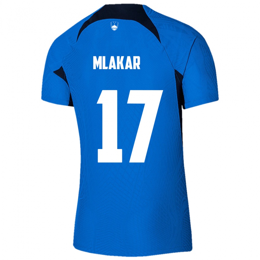 Homem Camisola Eslovênia Jan Mlakar #17 Azul Alternativa 24-26 Camisa Brasil