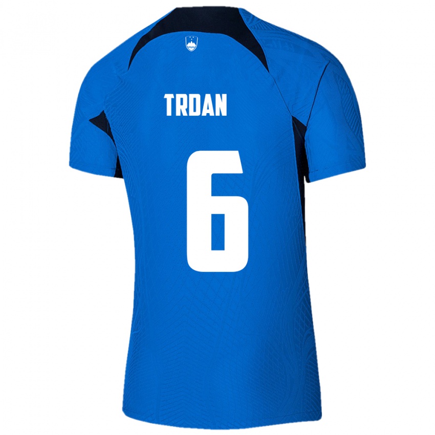 Homem Camisola Eslovênia Miha Trdan #6 Azul Alternativa 24-26 Camisa Brasil