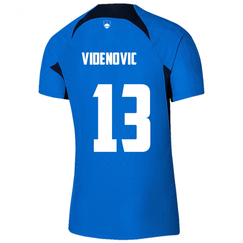 Homem Camisola Eslovênia Denis Videnovic #13 Azul Alternativa 24-26 Camisa Brasil