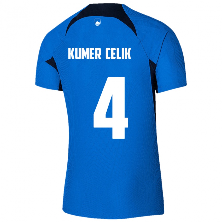 Homem Camisola Eslovênia An Kumer Celik #4 Azul Alternativa 24-26 Camisa Brasil