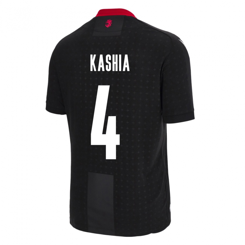 Homem Camisola Geórgia Guram Kashia #4 Preto Alternativa 24-26 Camisa Brasil