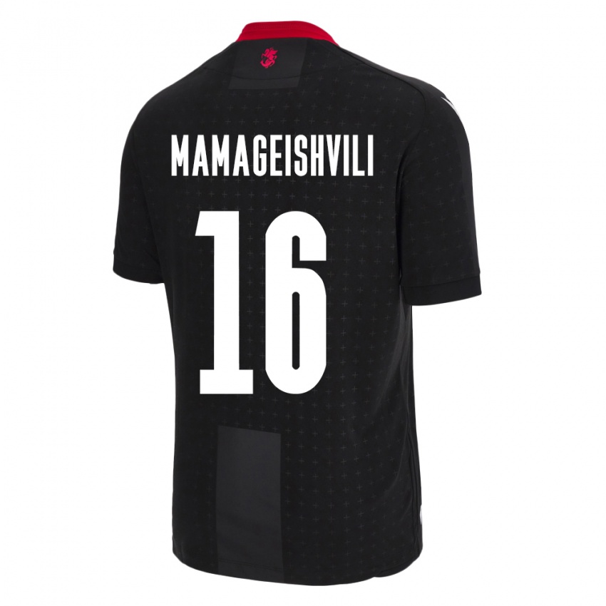 Homem Camisola Geórgia Gizo Mamageishvili #16 Preto Alternativa 24-26 Camisa Brasil