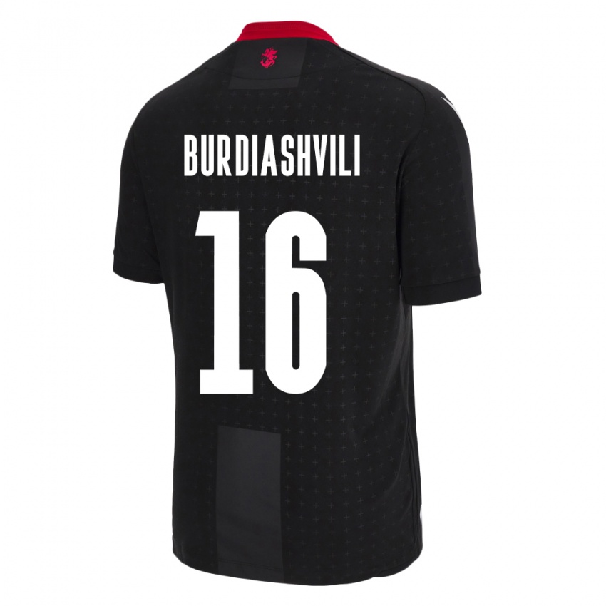 Homem Camisola Geórgia Beka Burdiashvili #16 Preto Alternativa 24-26 Camisa Brasil