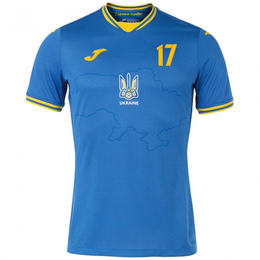 Homem Camisola Ucrânia Daryna Apanashchenko #17 Azul Alternativa 24-26 Camisa Brasil