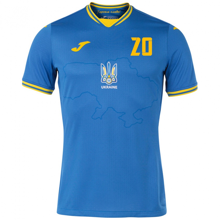 Homem Camisola Ucrânia Artem Ugrynchuk #20 Azul Alternativa 24-26 Camisa Brasil