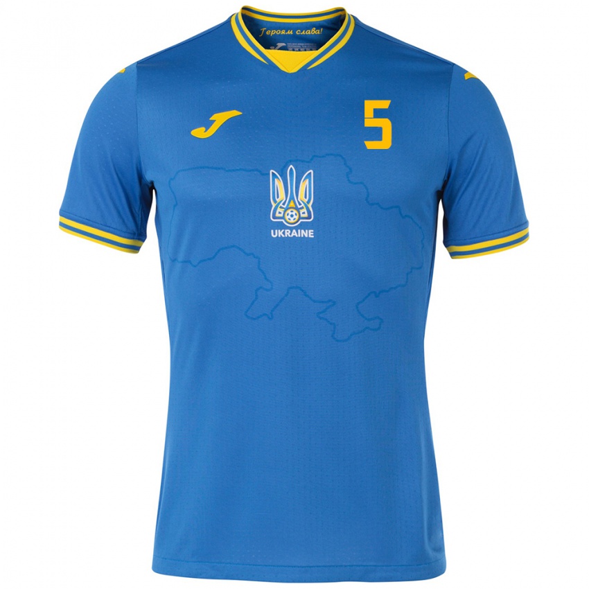 Homem Camisola Ucrânia Ivan Zhelizko #5 Azul Alternativa 24-26 Camisa Brasil