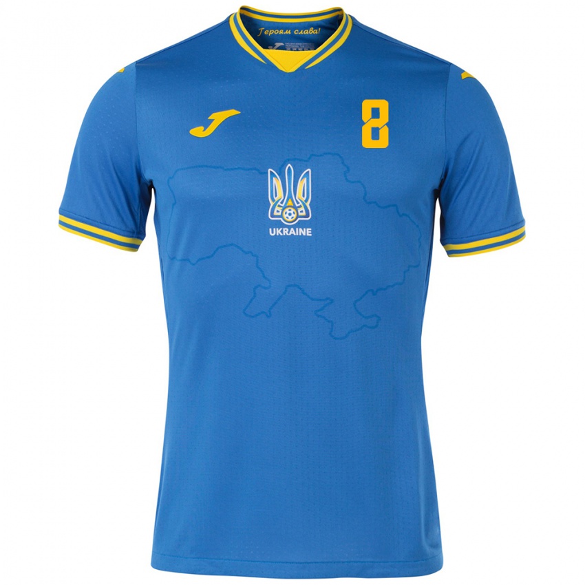 Homem Camisola Ucrânia Daniil Vashchenko #8 Azul Alternativa 24-26 Camisa Brasil