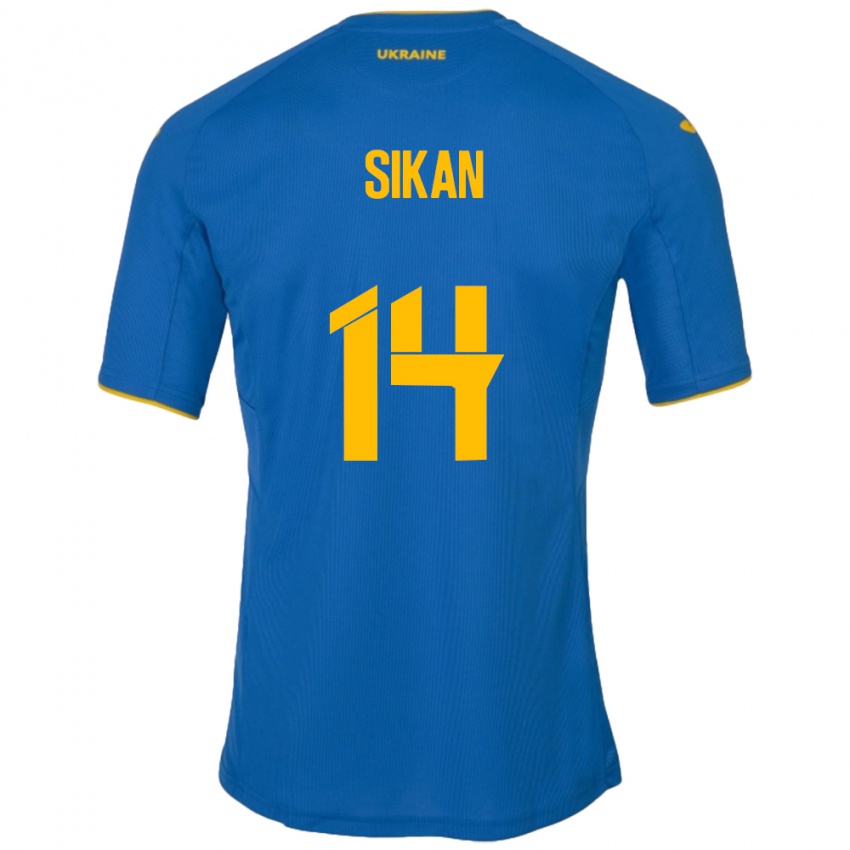 Homem Camisola Ucrânia Danylo Sikan #14 Azul Alternativa 24-26 Camisa Brasil