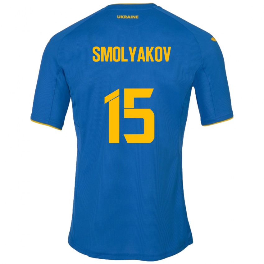 Homem Camisola Ucrânia Artem Smolyakov #15 Azul Alternativa 24-26 Camisa Brasil