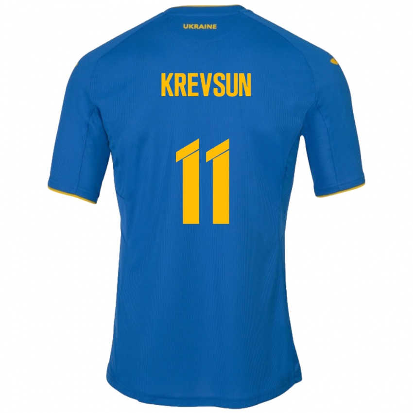 Homem Camisola Ucrânia Danylo Krevsun #11 Azul Alternativa 24-26 Camisa Brasil