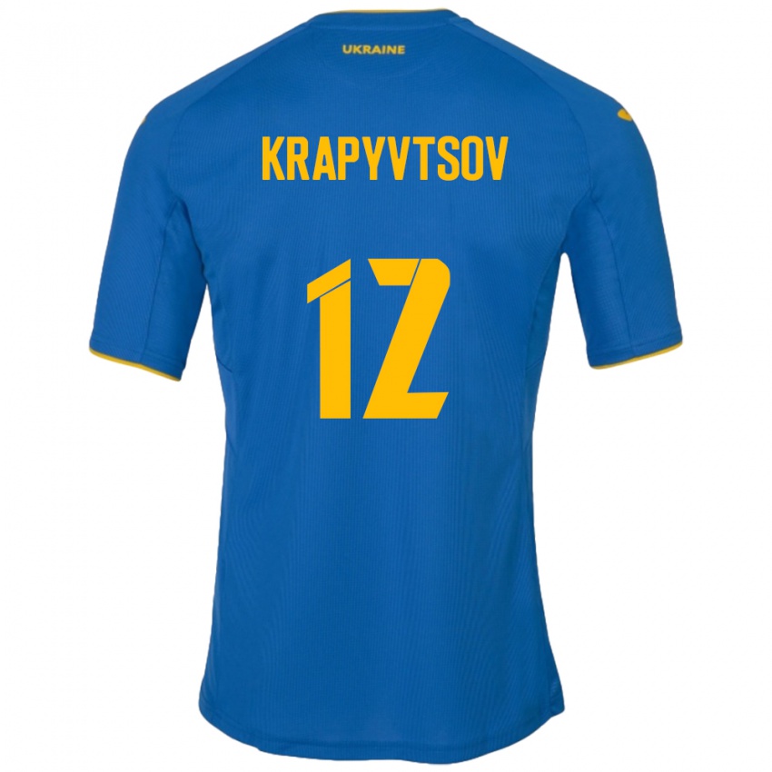 Homem Camisola Ucrânia Vladyslav Krapyvtsov #12 Azul Alternativa 24-26 Camisa Brasil