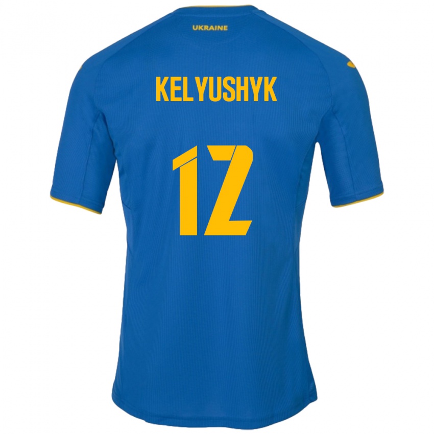 Homem Camisola Ucrânia Darya Kelyushyk #12 Azul Alternativa 24-26 Camisa Brasil