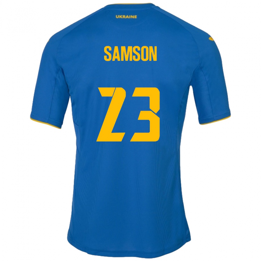 Homem Camisola Ucrânia Kateryna Samson #23 Azul Alternativa 24-26 Camisa Brasil