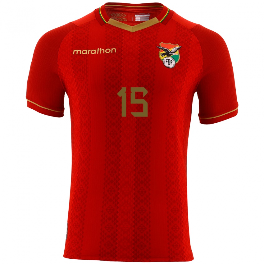 Homem Camisola Bolívia Aidé Mendiola #15 Vermelho Alternativa 24-26 Camisa Brasil