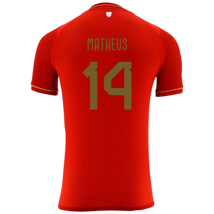 Homem Camisola Bolívia Robson Matheus #14 Vermelho Alternativa 24-26 Camisa Brasil