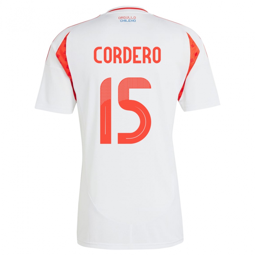 Homem Camisola Chile Renato Cordero #15 Branco Alternativa 24-26 Camisa Brasil