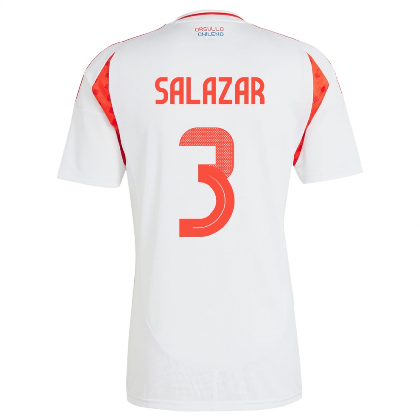 Homem Camisola Chile Yahir Salazar #3 Branco Alternativa 24-26 Camisa Brasil