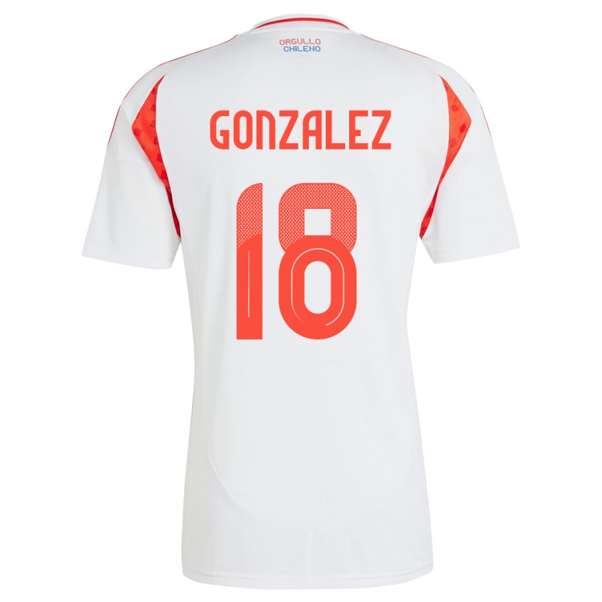 Homem Camisola Chile Bryan González #18 Branco Alternativa 24-26 Camisa Brasil