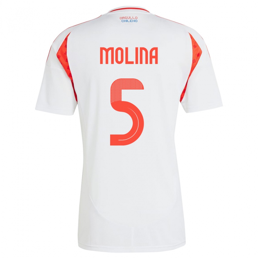 Homem Camisola Chile Benjamín Molina #5 Branco Alternativa 24-26 Camisa Brasil