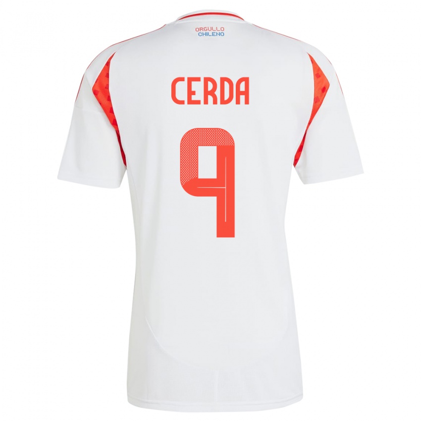 Homem Camisola Chile Axel Cerda #9 Branco Alternativa 24-26 Camisa Brasil