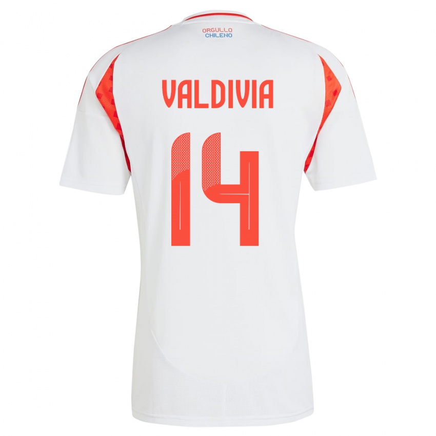 Homem Camisola Chile Felipe Valdivia #14 Branco Alternativa 24-26 Camisa Brasil