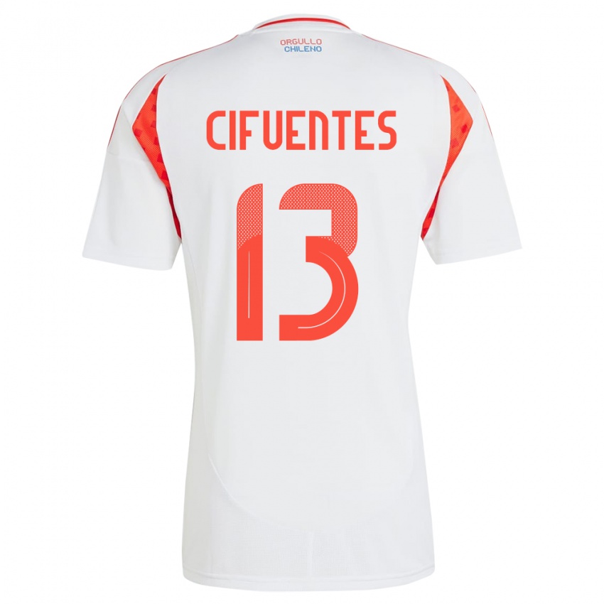 Homem Camisola Chile Anaís Cifuentes #13 Branco Alternativa 24-26 Camisa Brasil