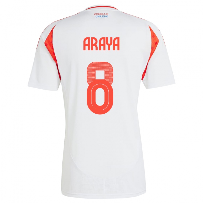 Homem Camisola Chile Karen Araya #8 Branco Alternativa 24-26 Camisa Brasil