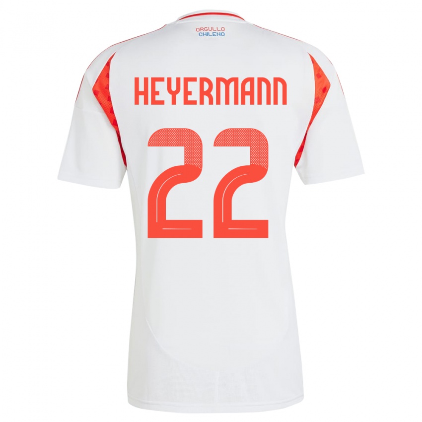 Homem Camisola Chile Agustina Heyermann #22 Branco Alternativa 24-26 Camisa Brasil