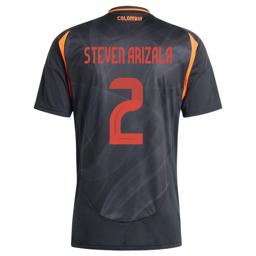 Homem Camisola Colômbia Elver Steven Arizala #2 Preto Alternativa 24-26 Camisa Brasil