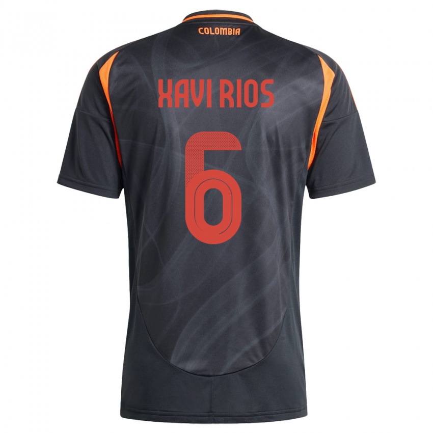 Homem Camisola Colômbia Xavi Ríos #6 Preto Alternativa 24-26 Camisa Brasil