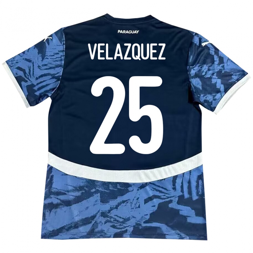 Homem Camisola Paraguai Gustavo Velázquez #25 Azul Alternativa 24-26 Camisa Brasil