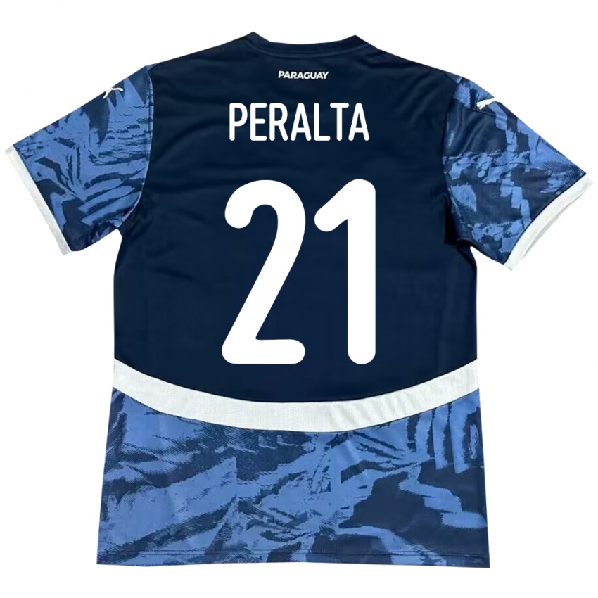 Homem Camisola Paraguai Fabrizio Peralta #21 Azul Alternativa 24-26 Camisa Brasil