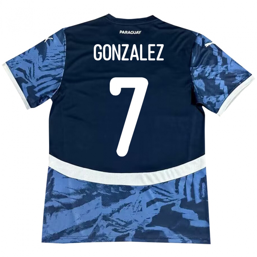 Homem Camisola Paraguai Diego González #7 Azul Alternativa 24-26 Camisa Brasil