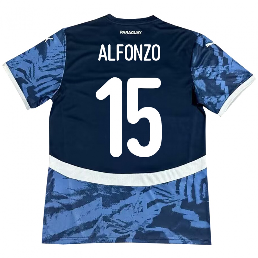 Homem Camisola Paraguai Axel Alfonzo #15 Azul Alternativa 24-26 Camisa Brasil