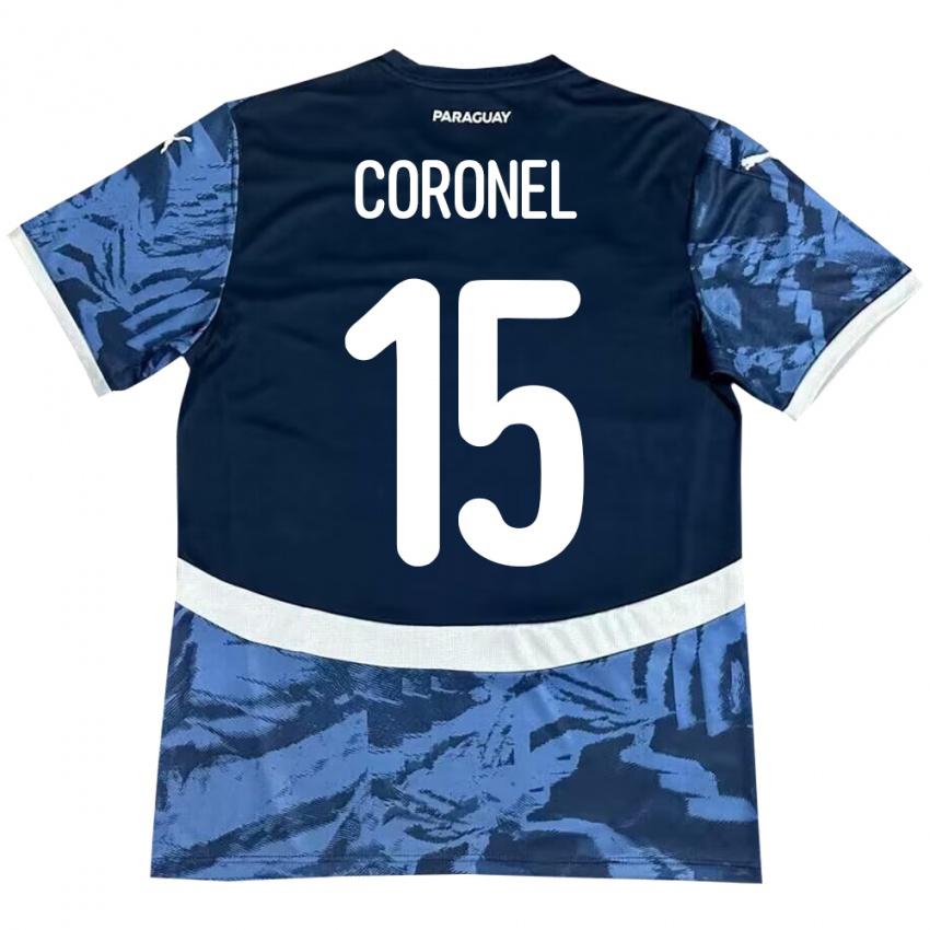 Homem Camisola Paraguai Éver Coronel #15 Azul Alternativa 24-26 Camisa Brasil