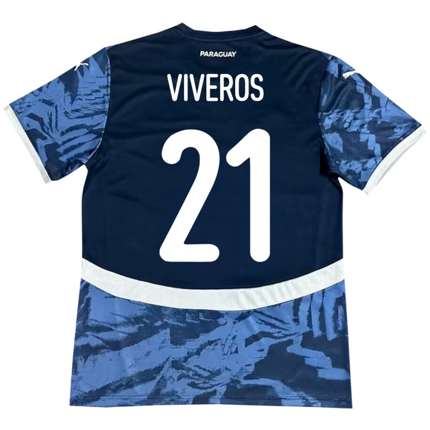 Homem Camisola Paraguai Fernando Viveros #21 Azul Alternativa 24-26 Camisa Brasil