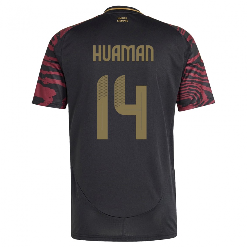 Homem Camisola Peru Marco Huamán #14 Preto Alternativa 24-26 Camisa Brasil