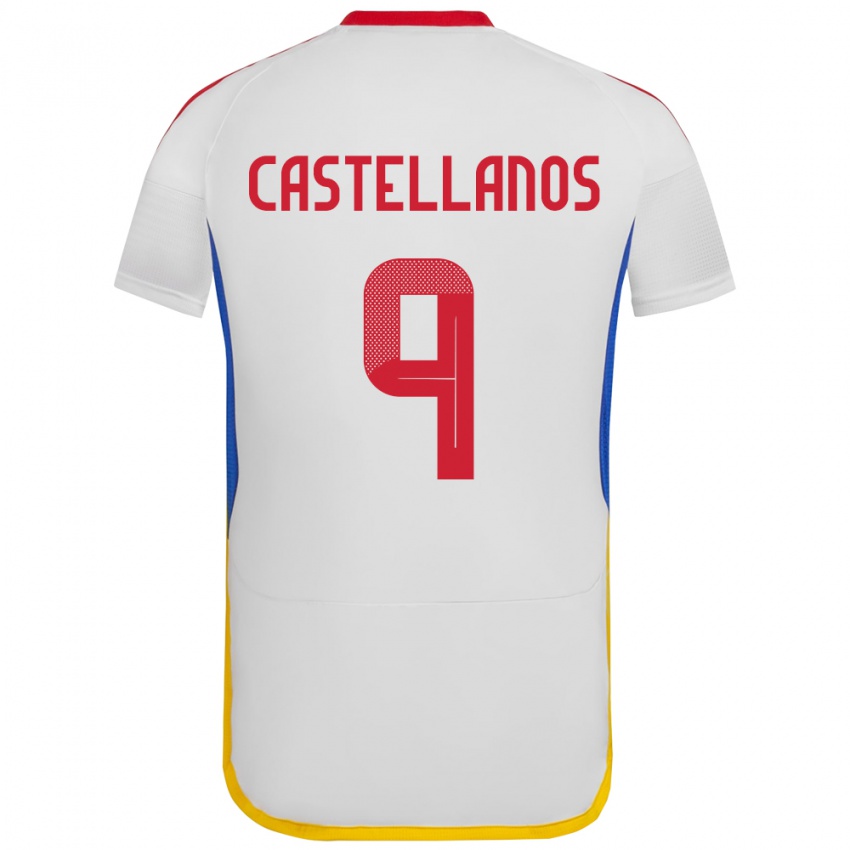 Homem Camisola Venezuela Deyna Castellanos #9 Branco Alternativa 24-26 Camisa Brasil