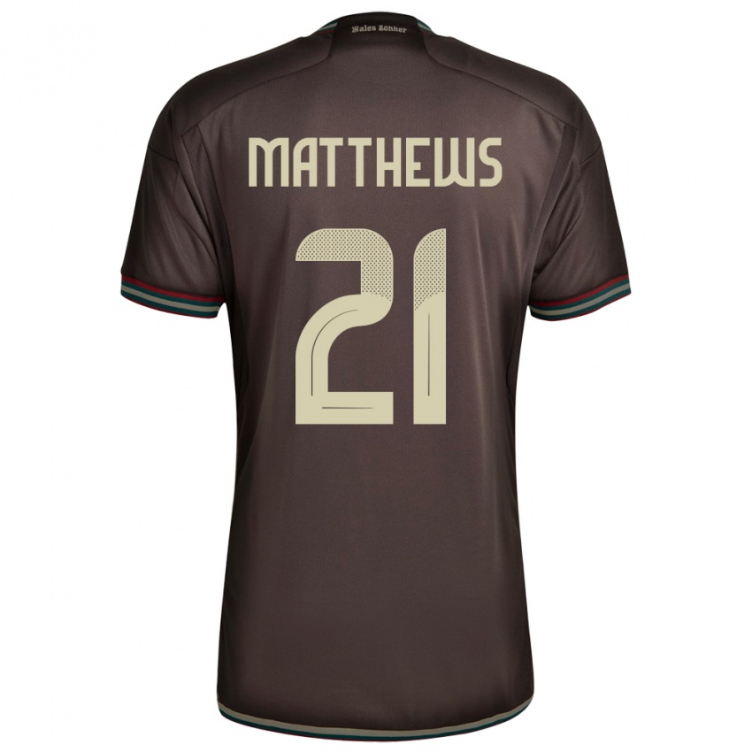 Homem Camisola Jamaica Cheyna Matthews #21 Noite Marrom Alternativa 24-26 Camisa Brasil