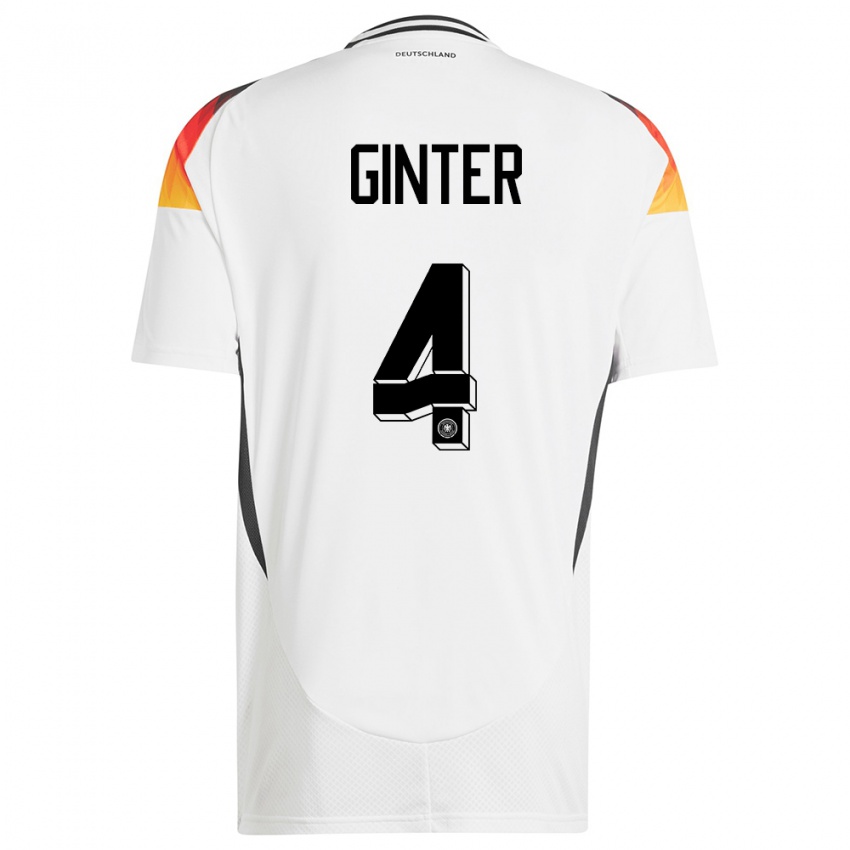 Mulher Camisola Alemanha Matthias Ginter #4 Branco Principal 24-26 Camisa Brasil