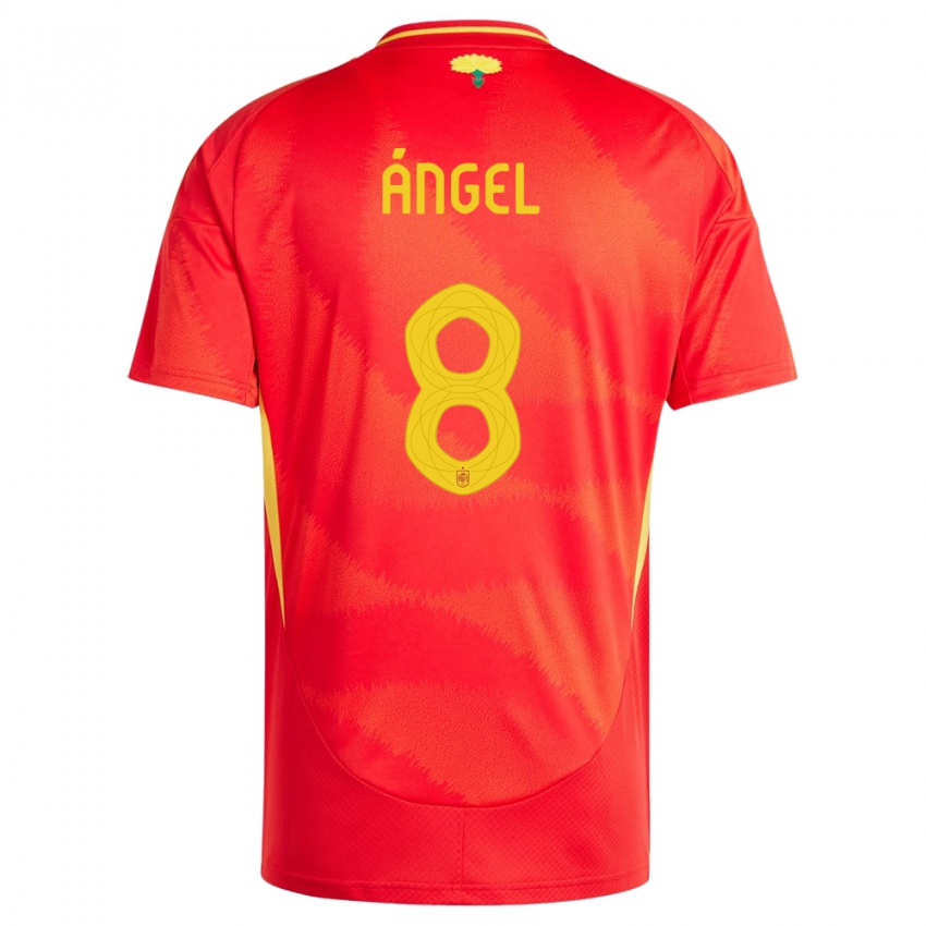 Mulher Camisola Espanha Manuel Angel #8 Vermelho Principal 24-26 Camisa Brasil