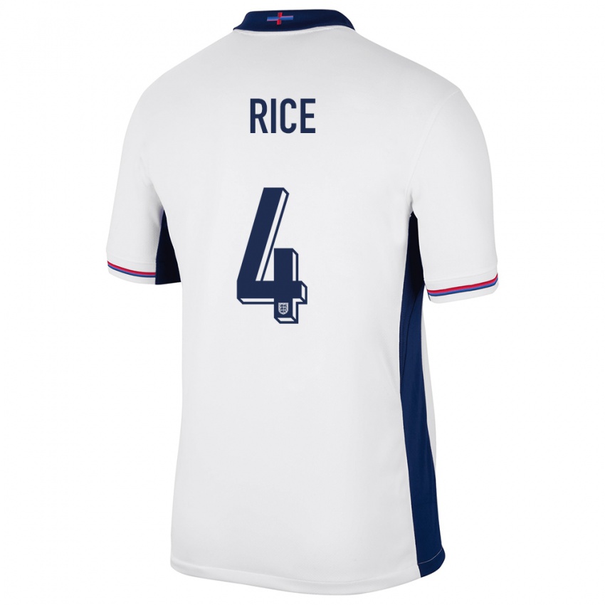 Mulher Camisola Inglaterra Declan Rice #4 Branco Principal 24-26 Camisa Brasil